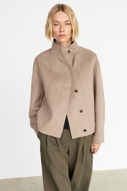 Massimo Dutti Короткая куртка из шерстяной смеси, серо-коричневый
