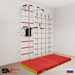Шведская стенка Sv Sport усиленная 67640 (Турник стандарт/Брусья/Канат/Трапеция/Мат 2м/Канатный лаз)