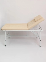 Кушетка стационарная массажная с прошивкой премиум Экокожа Lira Eco cream Masscomplekt 190/70 с регулировкой высоты от производителя с доставкой по России курьером до адреса