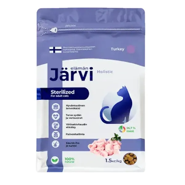 Сухой корм Jarvi для стерилизованных кошек и кастрированных котов, индейка