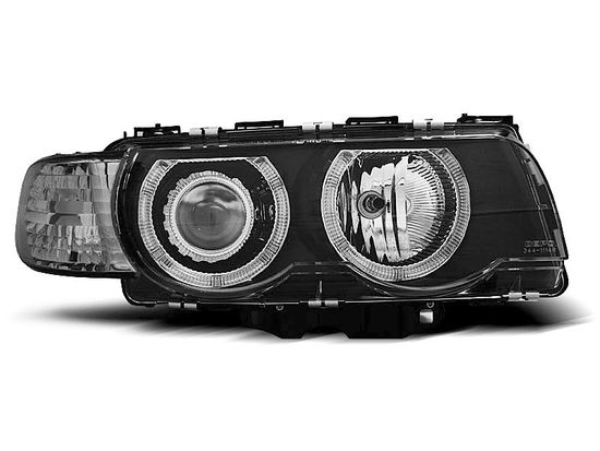 Передние фары angel eyes black H7/H7 для BMW 7 E38