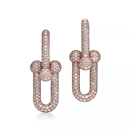 Серьги из розового золота 18k с бриллиантами, Tiffany 💠Hard Wear Large