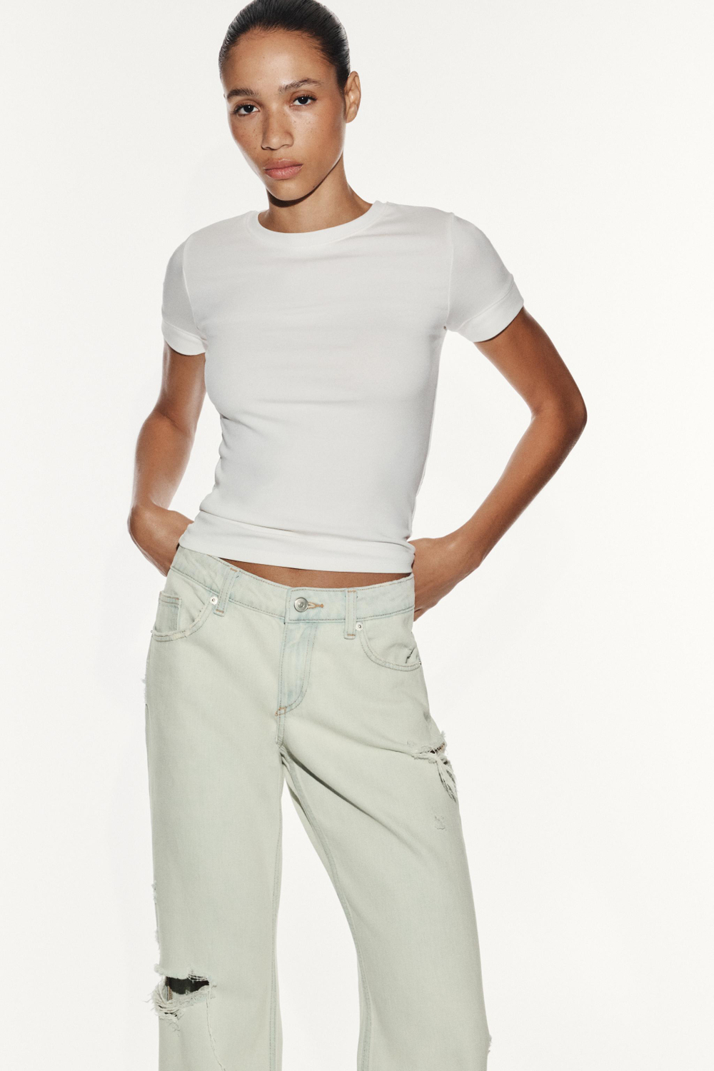 ДЖИНСЫ TRF WIDE-LEG С НИЗКОЙ ПОСАДКОЙ — ZARA