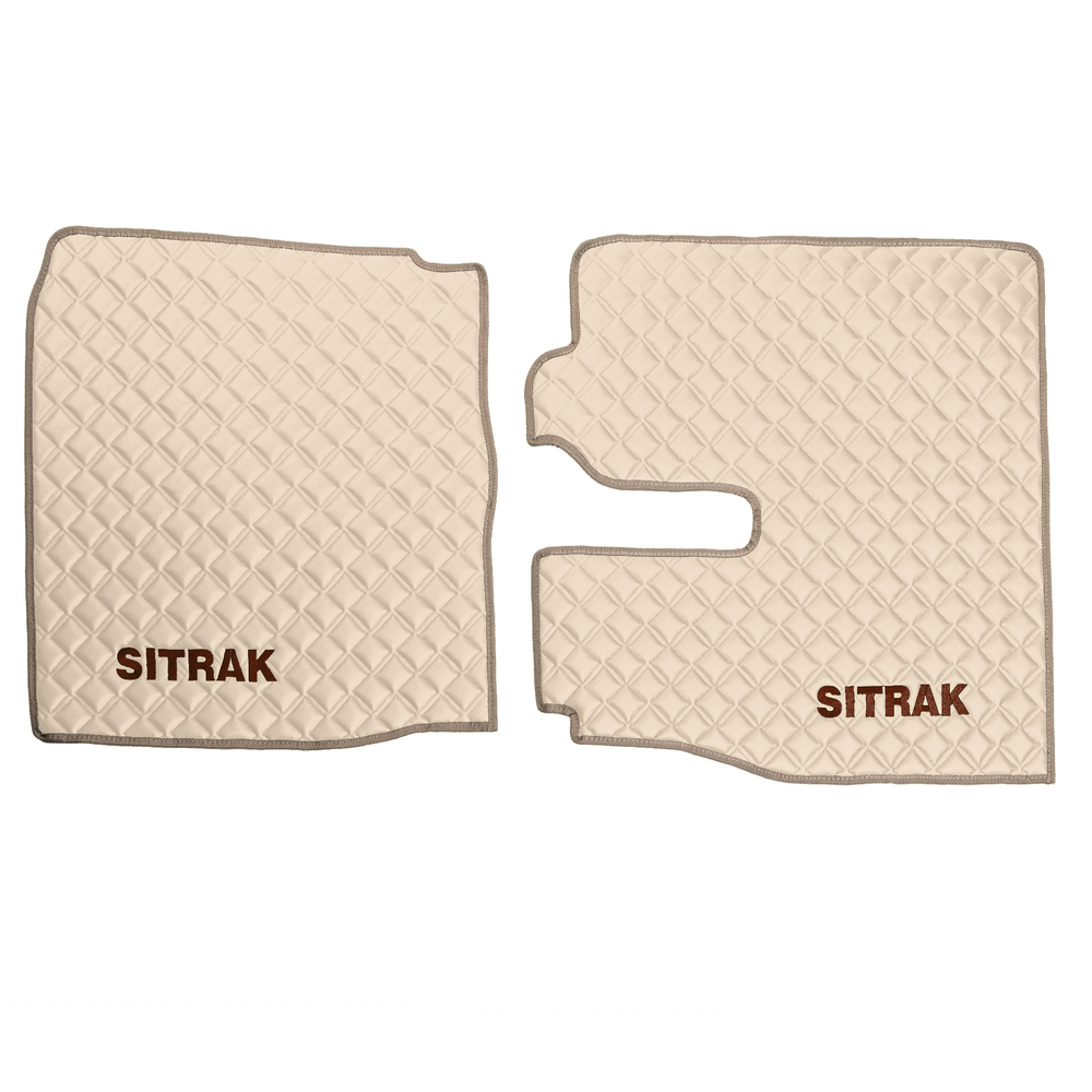 Ковры Sitrak MAX (экокожа, бежевый, бежевый кант, коричневая вышивка)