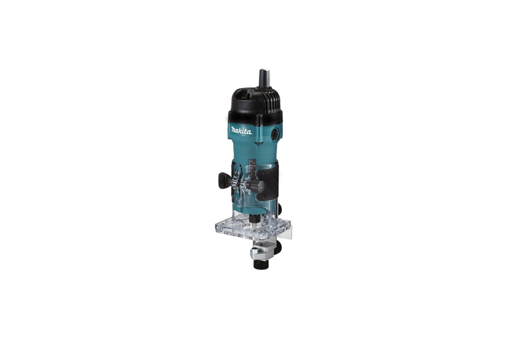 Фрезер кромочный Makita 530Вт, 35000 об\м, цанга-6мм, глубина 42мм, антирестарт,1.4кг,кор M3702B