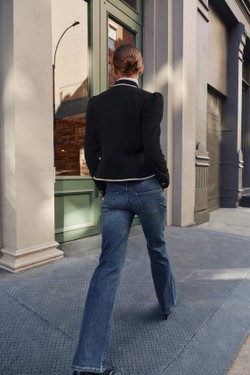 ZARA ДЖИНСЫ Z1975 BOOTCUT С НИЗКОЙ ПОСАДКОЙ И ШИРОКИМ ПОЯСОМ, СИНИЙ