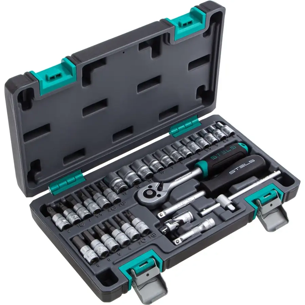 Набор инструментов, 1/4", CrV, 29 предм.// STELS 14100