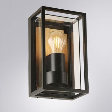 Уличный настенный светильник 1*Е27 A2322AL-1BR чёрный/коричневый Marfik Arte Lamp