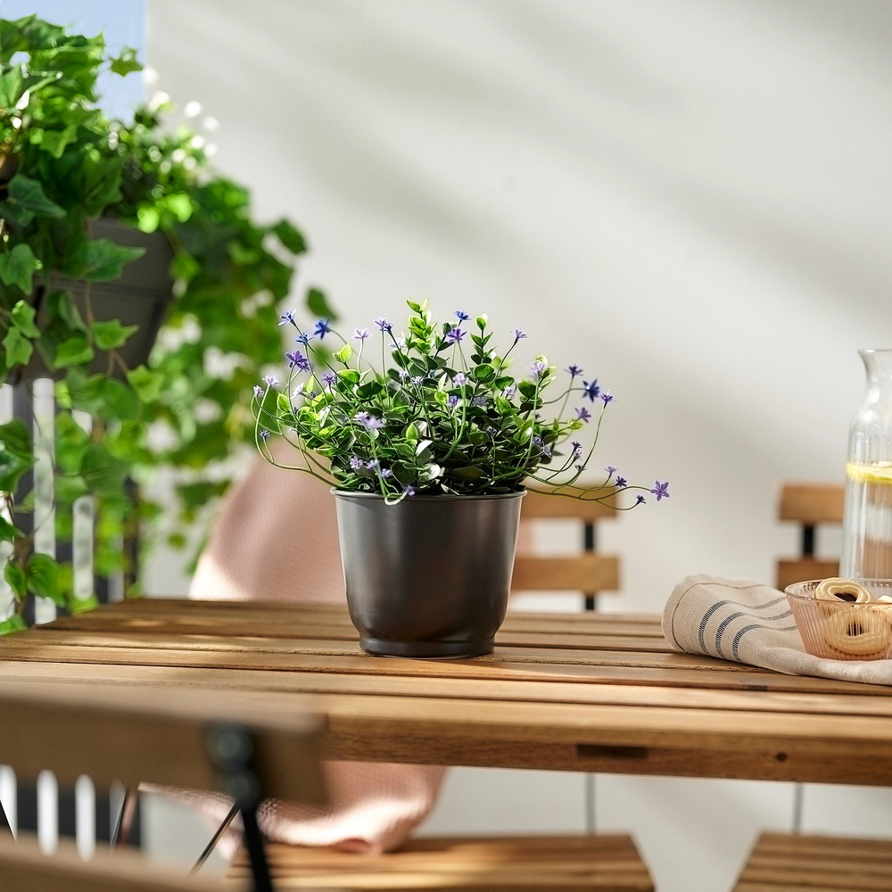 IKEA BROKTRAST  (ИКЕА БРОКТРАСТ)  -  Кашпо для цветочного горшка - для дома и улицы/тёмно-серое 12 см