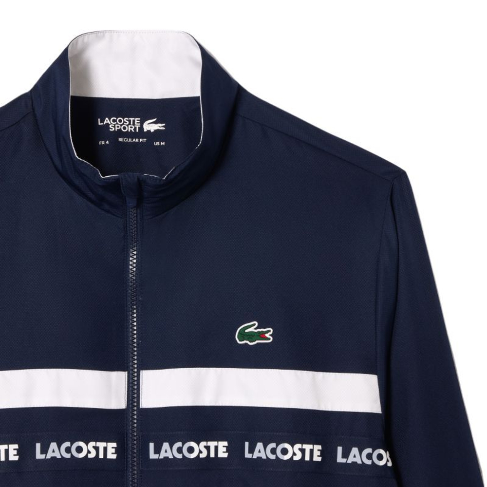 Мужской теннисный костюм Lacoste Sportsuit Logo Stripe Tennis Tracksuit - navy blue/white