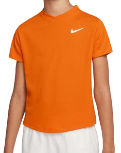 Футболка для мальчика теннисная Nike Court Dri-Fit Victory SS Top B - magma orange/magma orange/white