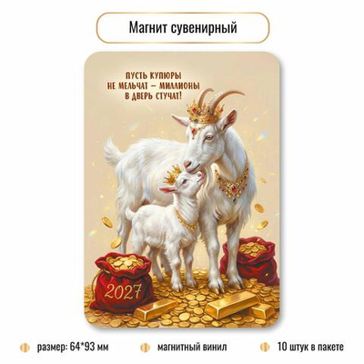 Магнит сувенирный 2027 "Символ года" 10405 (Квадра)