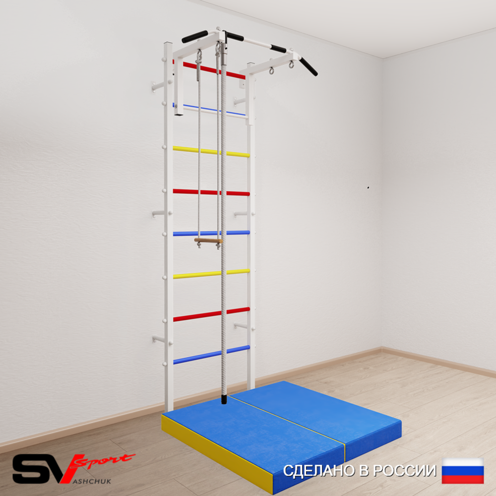 Шведская стенка Sv Sport 5154 (Турник стандарт/Канат/Трапеция/Мат 1м)