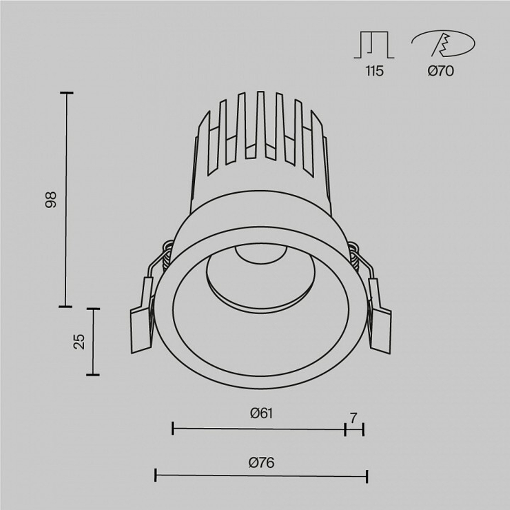 Встраиваемый светильник Maytoni Dip DL117-15W-2.7K-B