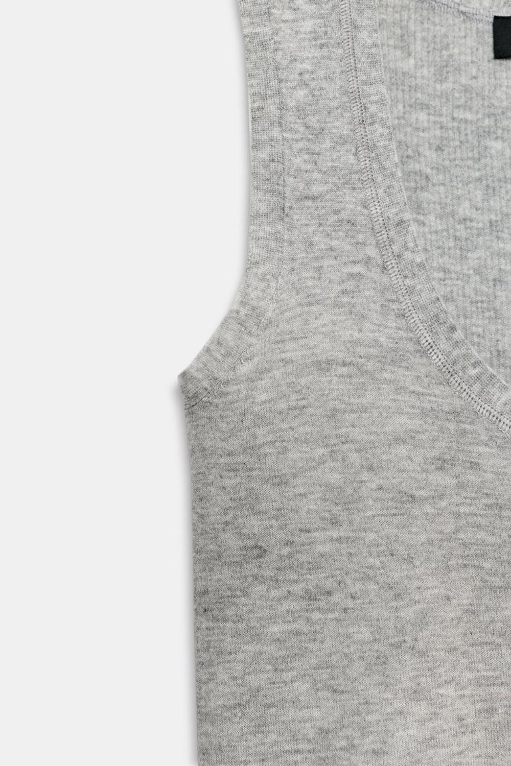 ZARA УЛЬТРАТОНКИЙ ТОП ИЗ СМЕСОВОЙ ШЕРСТИ, СЕРЫЙ