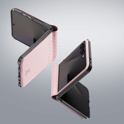 Чехол розового цвета из кожи для Samsung Galaxy Z Flip 8, серия Bril Series Case от Dux Ducis