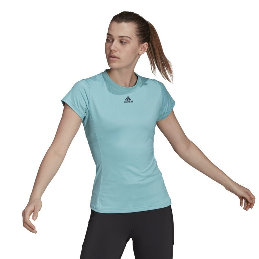 Женская теннисная футболка Adidas Freelift Tee - minton/black