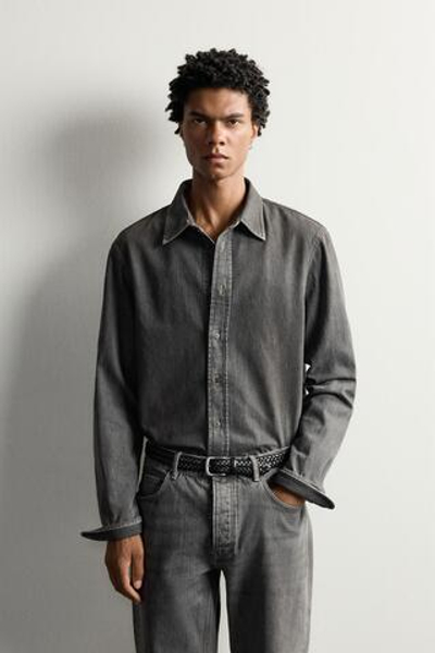 ДЖИНСОВАЯ РУБАШКА С ЭФФЕКТОМ ПОТЕРТОСТИ — ZARA