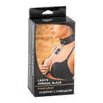 Черный кожаный ошейник 42см с поводком БДСМ Арсенал Lady's Arsenal Black 68003