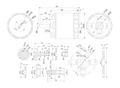 T-Motor AT4130 3D KV230 для фиксированного крыла с длинным валом