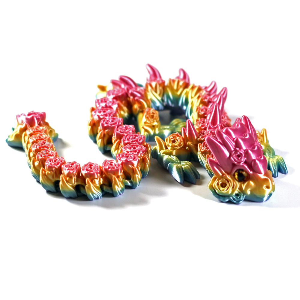 Дракон-роза с глазами, игрушка антистресс, 3D печать, 40 см.