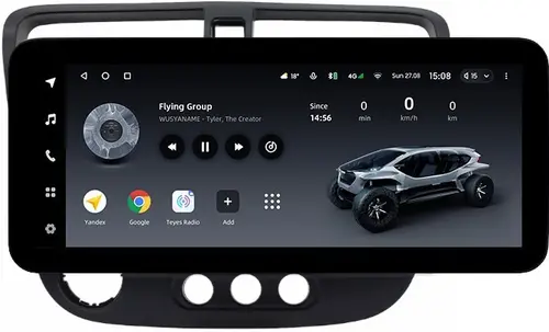 Магнитола для Honda Civic 7 2001-2005 левый руль - Teyes LUX ONE ROUND монитор 12.3" 2K QLED на Android 10, Быстрая, CarPlay, 4G SIM-слот