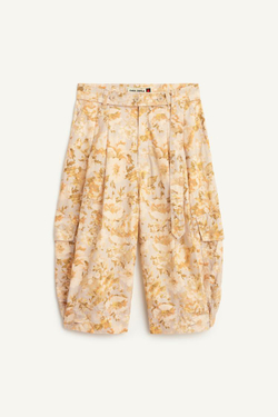 ZARA ДЛИННЫЕ ШОРТЫ С ПРИНТОМ, СВЕТЛО-БИРЮЗОВЫЙ