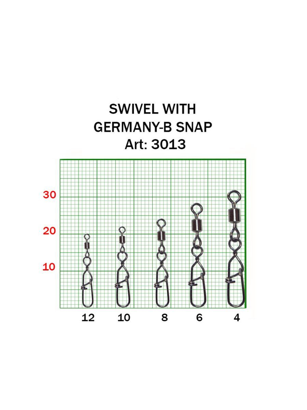 Вертлюжок рыболовный SWIVEL WITH SNAP с застежкой Germany-B 3013 №10