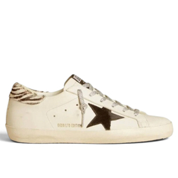 Women's Golden Goose Superstar Black Star and Zebra Print Heel Tab