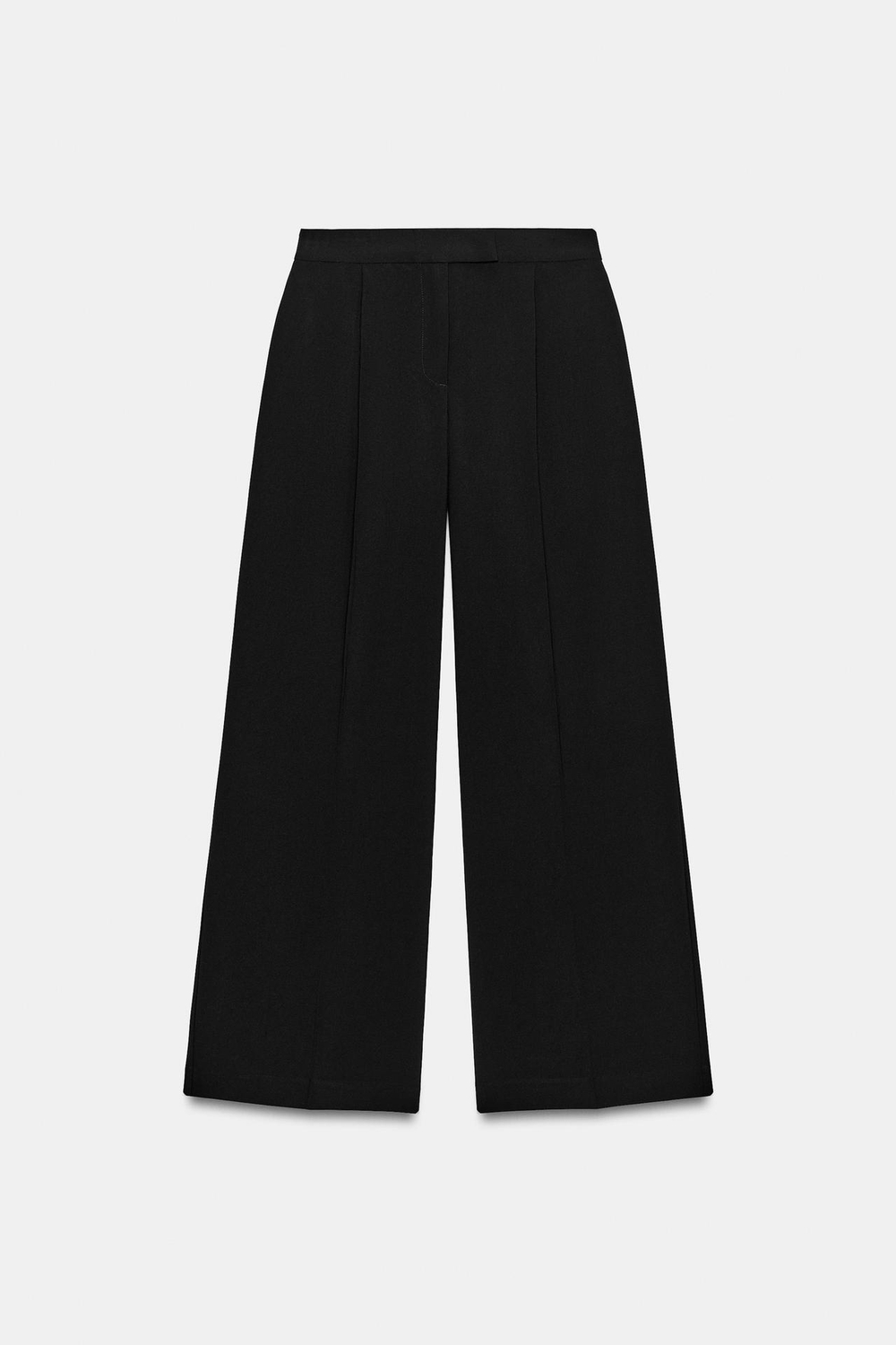 ZARA ШИРОКИЕ БРЮКИ С ЗАЩИПАМИ, ЧЕРНЫЙ
