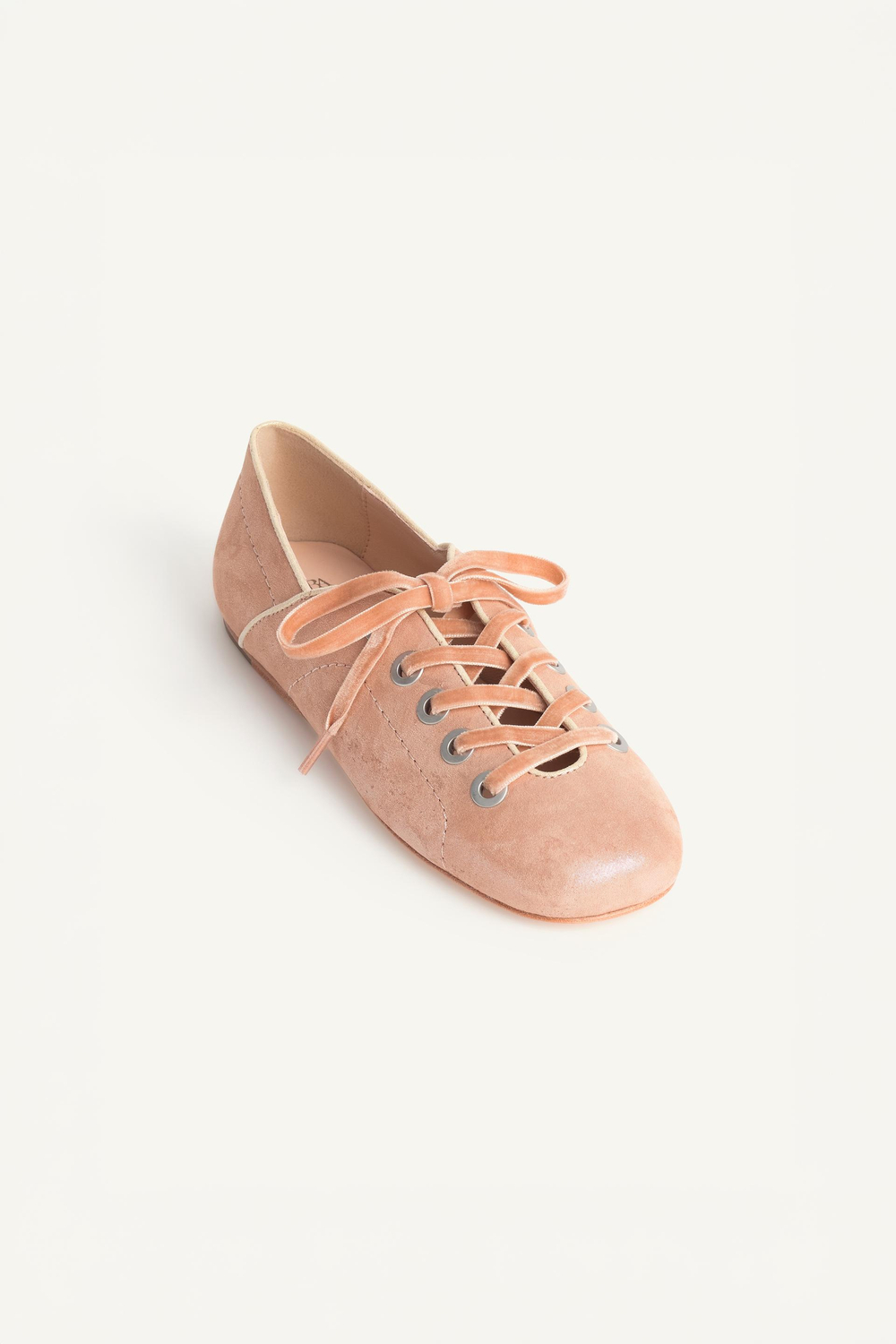 ZARA КОЖАНЫЕ ТУФЛИ НА ШНУРОВКЕ - LIMITED EDITION, РОЗОВЫЙ