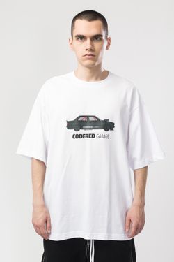Футболка Over T CODERED Garage x BMWalle белая