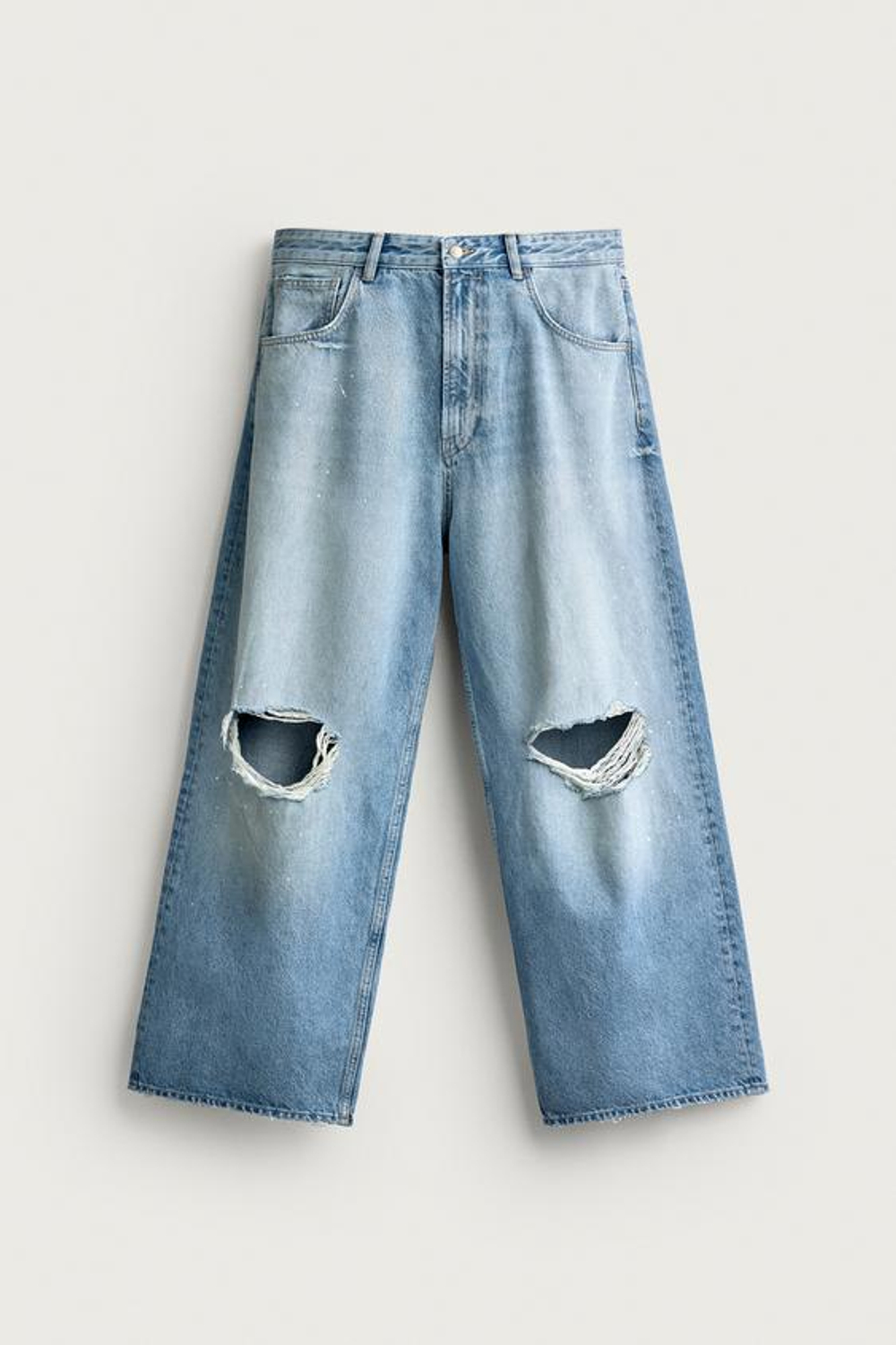 ZARA ДЖИНСЫ BAGGY С РАЗРЕЗАМИ, СИНИЙ