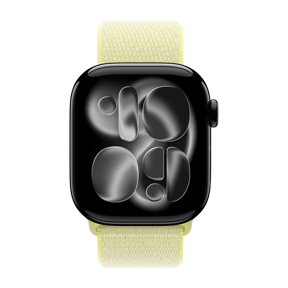 Умные часы Apple Watch Series 11 GPS, 42mm, Jet Black Aluminium Case with Neon Yellow Sport Loop