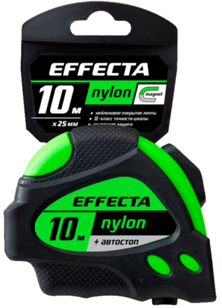 Рулетка 10мх25мм пластиковый корпус Effecta Nylon