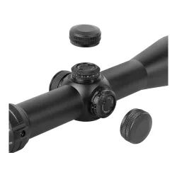 Прицел оптический BRITE WA4X 2.5-10X50 IR - крупный план открытых барабанчиков ввода поправок со снятыми крышками