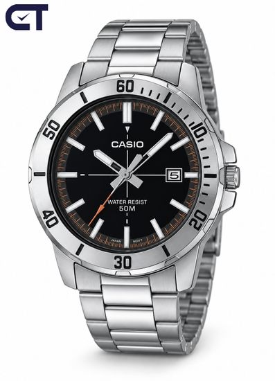 CASIO MTP-VD01D-1E2 CASIO Collection мужские наручные часы — чёрный циферблат, крупный корпус и уверенный стальной дизайн