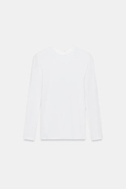 ZARA ФУТБОЛКА ИЗ ЛИОЦЕЛЛА С КРУГЛЫМ ВЫРЕЗОМ, БЕЛЫЙ