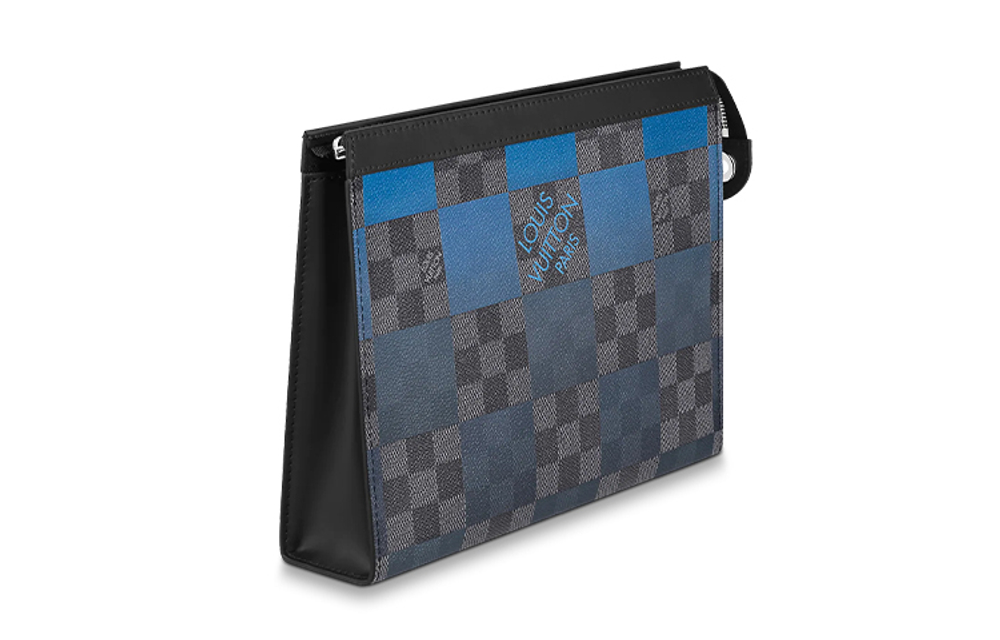 LOUIS VUITTON Pochette Voyage Damier Graphite Giant Mm Blue