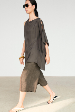 Massimo Dutti Асимметричный топ-накидка свободного кроя, кротово-коричневый