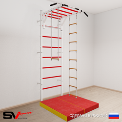 Шведская стенка Sv Sport 5384 (Турник рукоход/Лестница/Трапеция/Мат 1м)