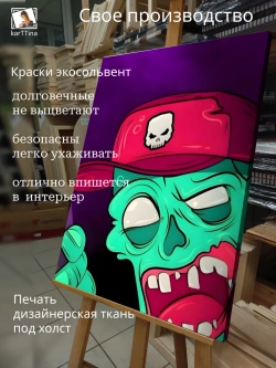 Картина Зомби в кепке модульная 50x70см 1шт.
