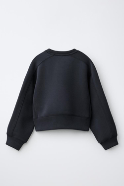 ZARA СПОРТИВНАЯ ТОЛСТОВКА С НАДПИСЬЮ, ТЕМНЫЙ АНТРАЦИТ