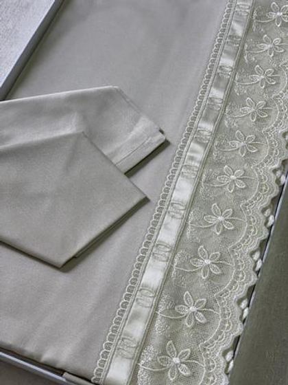Скатерть 190х290 и 12 салфеток Gamba 1734 Panna светло-серая