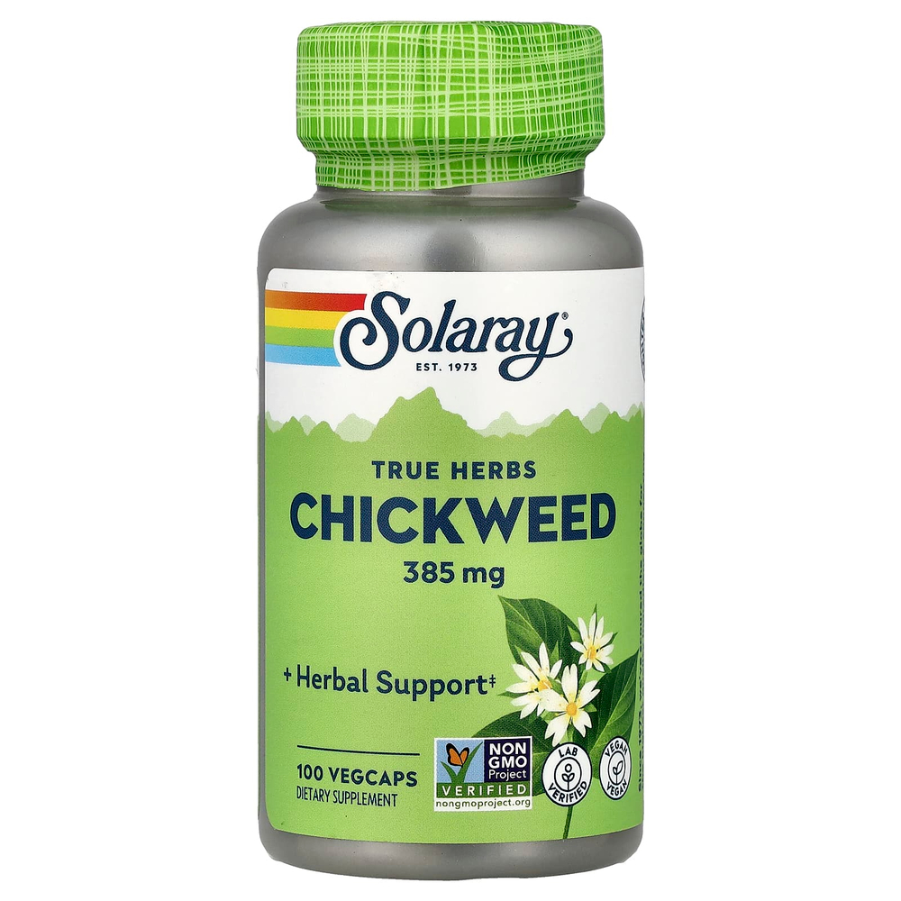 Solaray, True Herbs, звездчатка, 385 мг, 100 вегетарианских капсул