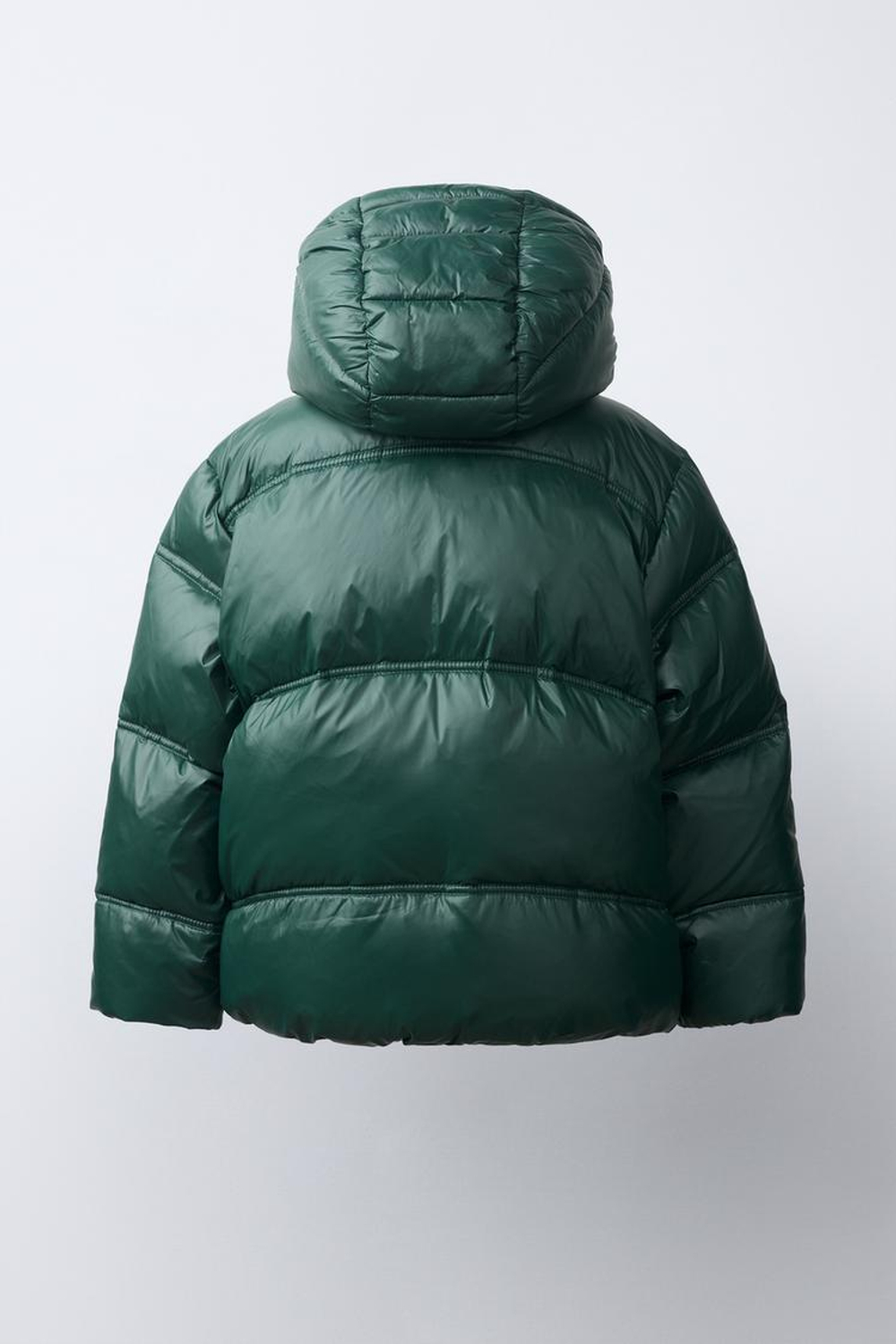 ZARA БЛЕСТЯЩИЙ ПУХОВИК 50% ПЕРА И 50% ПУХА WATER REPELLENT, ОЛИВКОВЫЙ