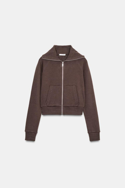 ZARA ТОЛСТОВКА ИЗ ФЛИСА НА МОЛНИИ, КОРИЧНЕВЫЙ