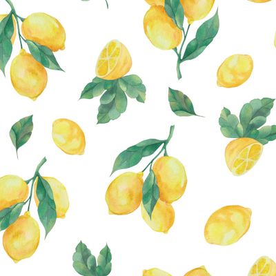 Желтые лимоны акварель