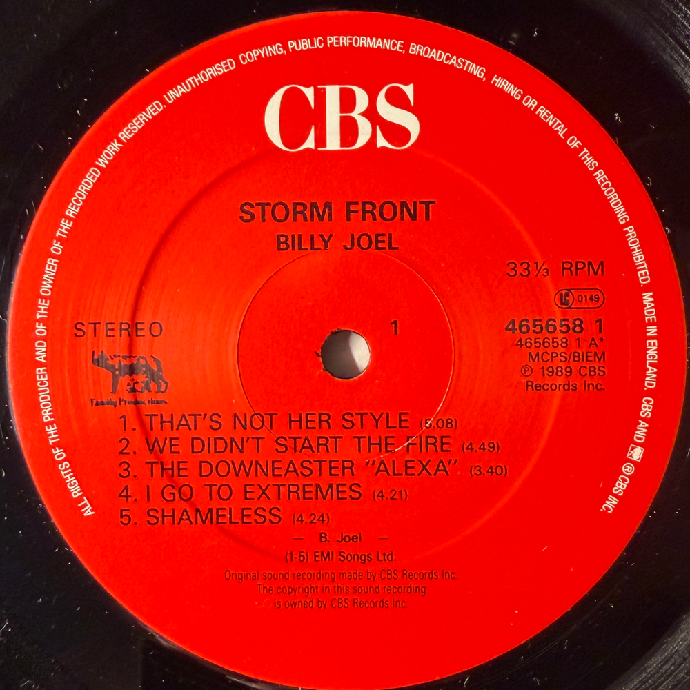 Billy Joel ‎– Storm Front (Англия 1989г.)