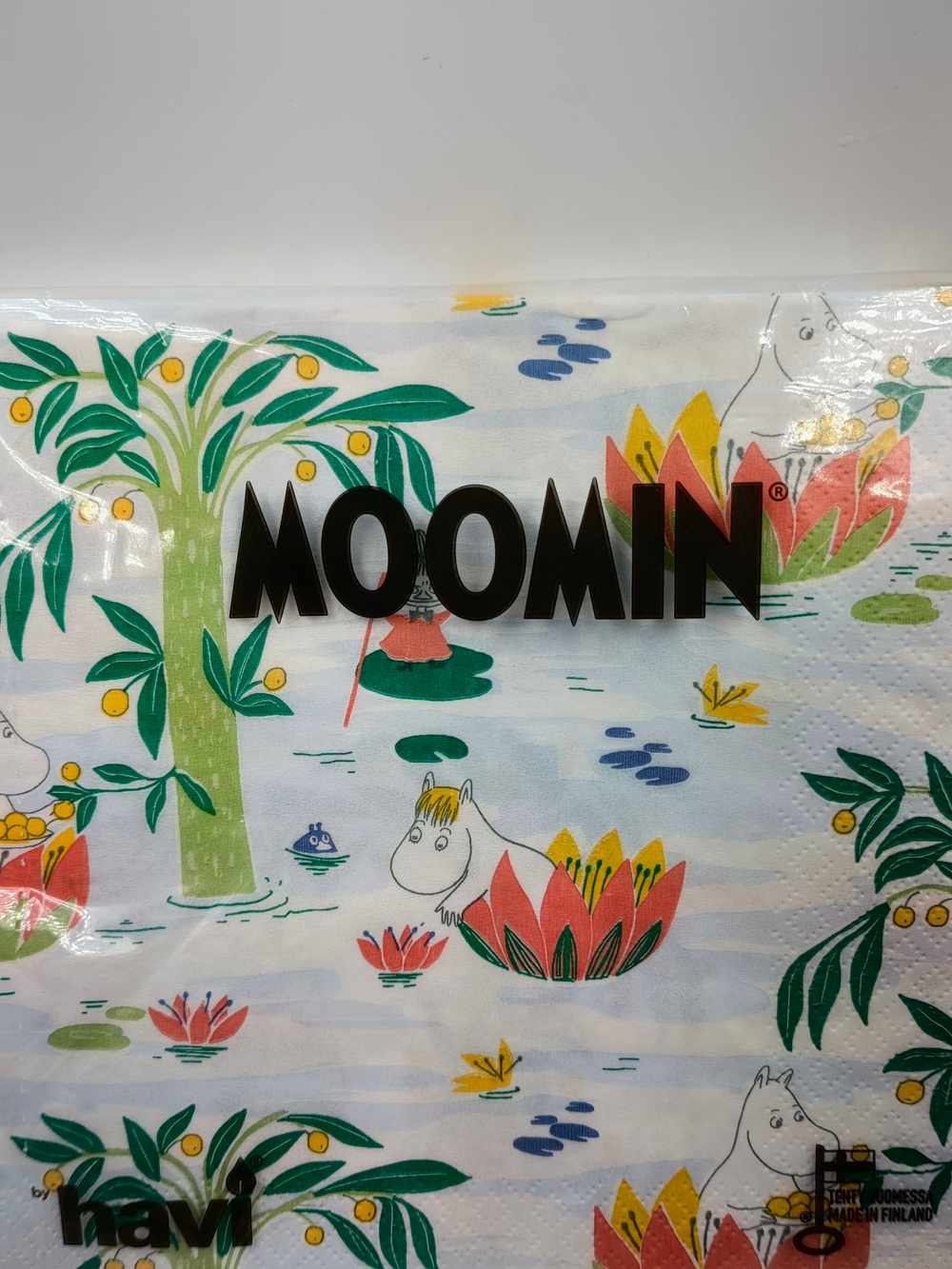 Салфетки бумажные Moomin с изображением Муми-троллей "Приключения", 33х33 см, в упаковке 20 салфеток